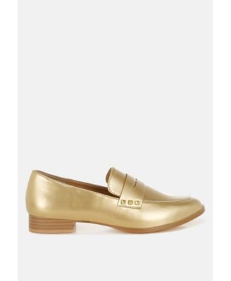 London Rag Womens Winged Patent Pleather Penny Loafers