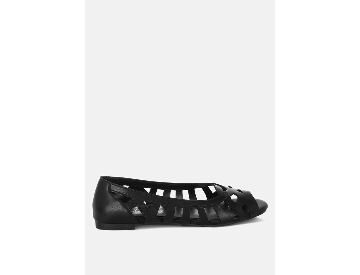 Женские балетки London Rag Moira Woven Peep Toe Flats, цвет: Чёрный — фото 5