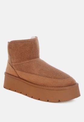 Womens Chunky Heeled Snow Boots