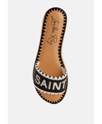 Womens Beaded Saint Tropez Flat Slip Ons