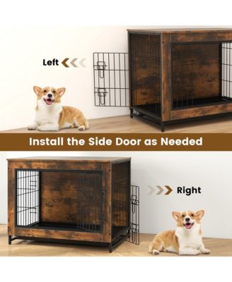 Industrial Dog Crate Furniture Heavy-duty Kennel Cage w/ 3 Chew-proof Walls Large