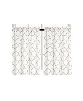 Set of 2 Linen Colored Trellis Rod Pocket Kitchen Curtain Tiers