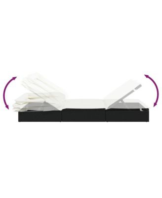 Sunbed Black Poly Rattan 83.9 in x 24.8 in x 38.2 in Foldable