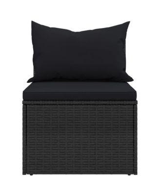 Garden Middle Sofa Black Poly Rattan Medium Modular