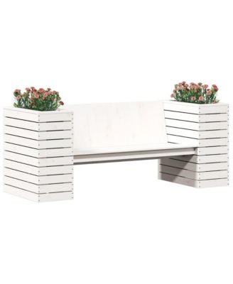 Planter Bench White Solid pine wood Medium Planters