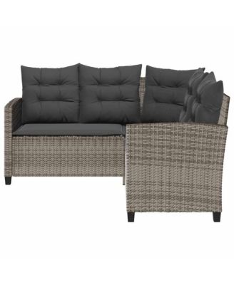 Garden Sofa Gray, Dark Gray PE rattan Medium Adjustable Feet
