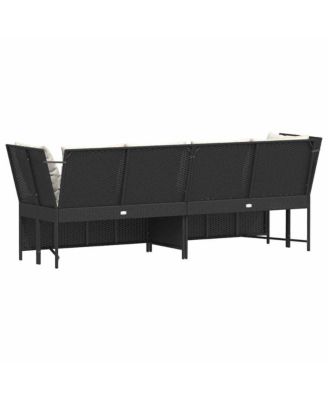 Garden Sofa Black PE Rattan Large Modular Garden Sofa