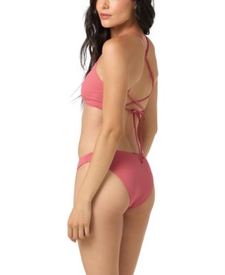 Juniors' Saltwater Solids Rib Huntington Swimsuit Top