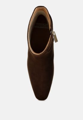 Rag and Co Womens Hakra Flared Heel Suede Boots