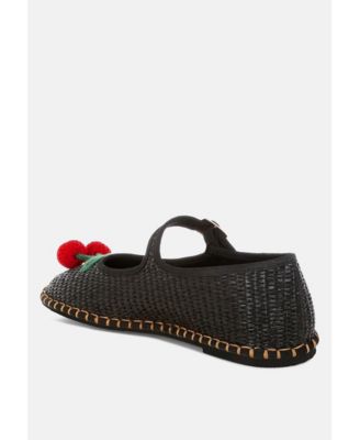 Womens Brunch Date Cherry Accent Mary Jane Flats