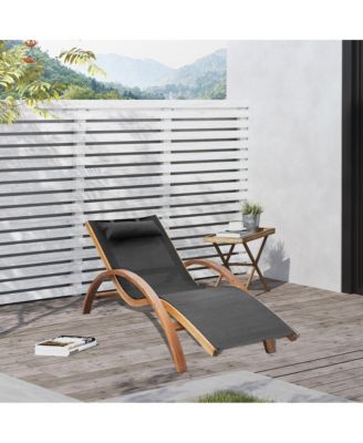 - Black Outdoor Chaise Lounge Chair with Breathable Sling Mesh