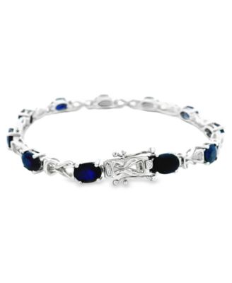 Oval Sapphire (11 ct. t.w.) and Diamond Bracelet (0.005 ct. t.w.) in Sterling Silver