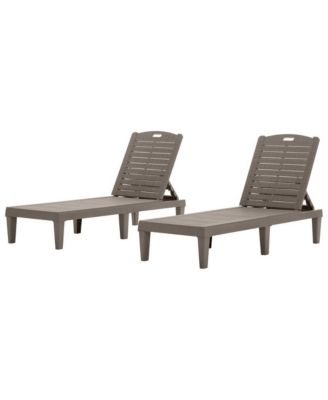 2-Piece Outdoor Chaise Lounge Chair Set - Dark Brown