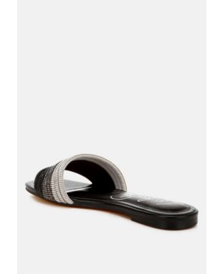 Womens Chrisy Rhinestone Strap Slip On  Flats