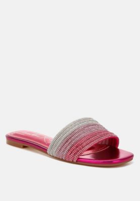 Womens Chrisy Rhinestone Strap Slip On  Flats