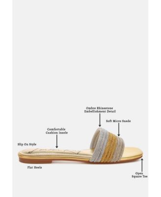 Womens Chrisy Rhinestone Strap Slip On  Flats