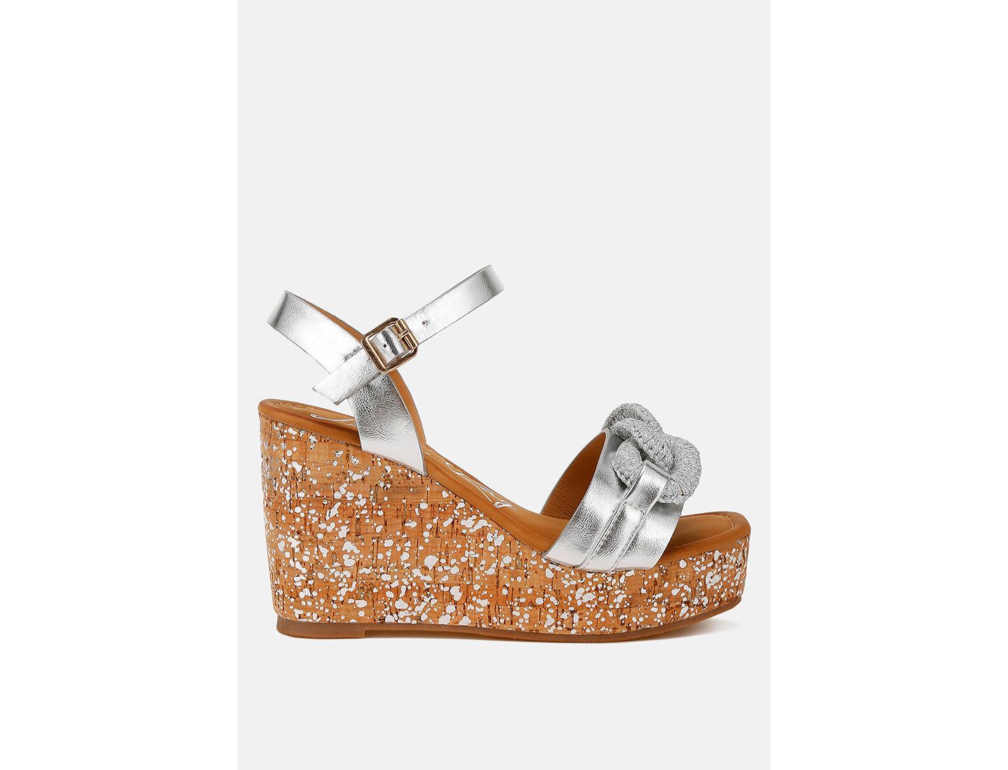 Женские сандалии London Rag Emelda Chain Link Detail Wedge, цвет: Серебряный — фото 2