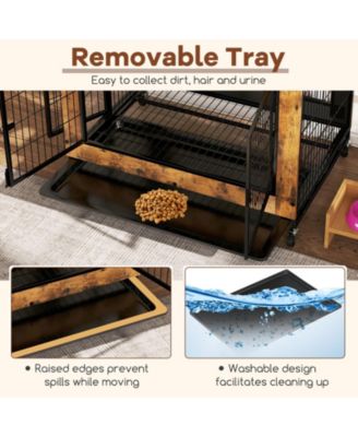 Dog Crate Furniture Industrial Dog Kennel w/ Flip-up Top Decorative Pet House