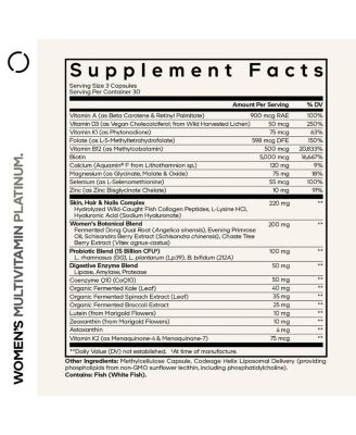 Women s Multivitamin Platinum - Vitamins A D3 K1 K2 B12 & Minerals, CoQ10, Skin, Hair & Nails Complex, Collagen - 90 Capsules