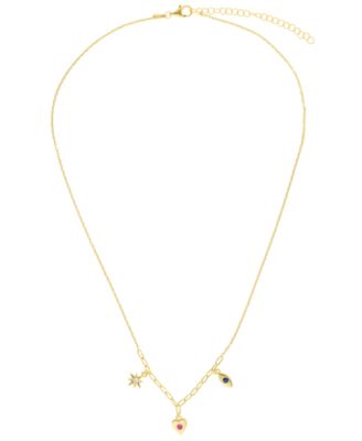 Cubic Zirconia Starburst Necklace (0.12 ct. t.w.) in 14k Gold Over Sterling Silver