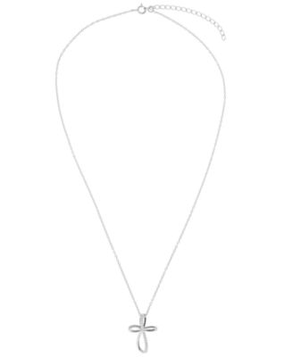 Cubic Zirconia Cross Necklace (0.14 ct. t.w.) in Sterling Silver (also in 14k Gold)