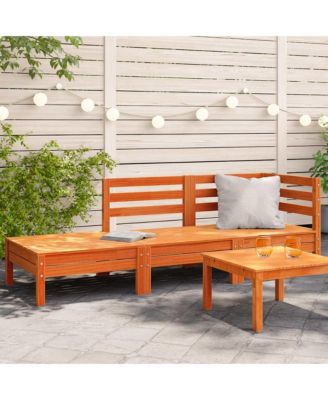 Garden Sofa Wax Brown Solid Pine Wood 3-Seater Modular