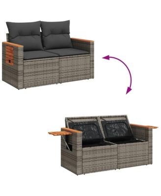 Garden Sofa Grey PE rattan, powder-coated steel, solid acacia wood