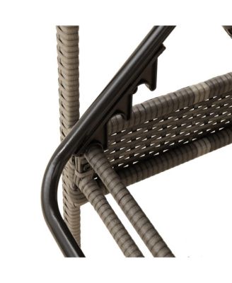 Sun Lounger Grey Poly Rattan, Powder-Coated Steel And over