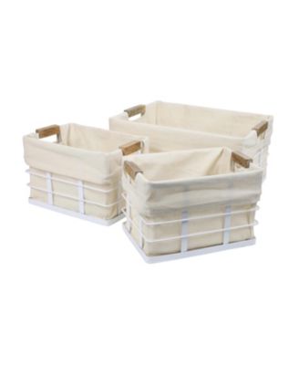 Callan Vintage Industrial Handmade Set of 3 Wire Metal Nesting Storage Baskets with Wood Handles