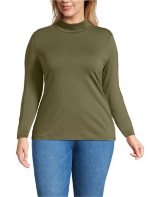Plus Size Lightweight Fitted Long Sleeve Turtleneck Tee