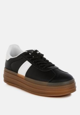 Womens Knockout Faux Leather Lace-Up Sneakers