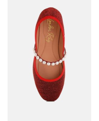 Womens Corphee Pearl Strapped Glitter Ballerinas