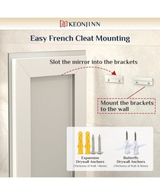 Inch LED Bathroom Vanity Mirror Tempered Glass Front & Backlit Dimmable 3 Color Lighted Mirror Anti-fog Memory Function Frameless