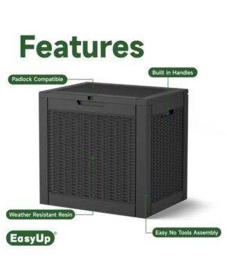 - StormForce Compact 30Gal Deck Box - Waterproof Nano-Resin w/ SecureLatch Pro & SpaceSaver Design - Patio Furniture/Kids Toys Storage