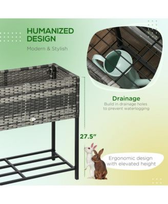 Outsunny Elevated Planter Box with Rattan Look
