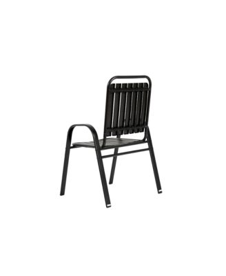 Steel Table & Plastic Chair Outdoor Dining Set - Black