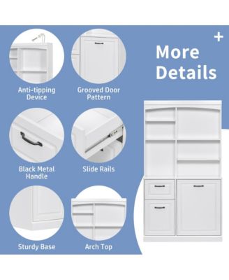 70.9" Tall MDF Freestanding Organizer Bathroom Tilt-Out Hamper Cabinet