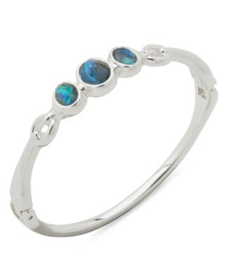 Anne Klein - Silver Tone Smooth Cab Open Hinge Bracelet