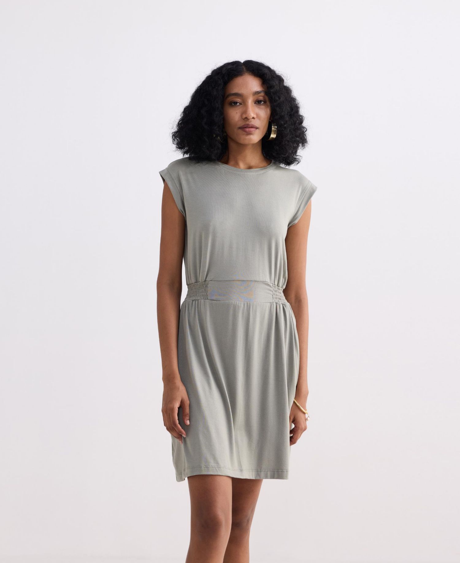Women's Short Dress With Smocking Side Detail