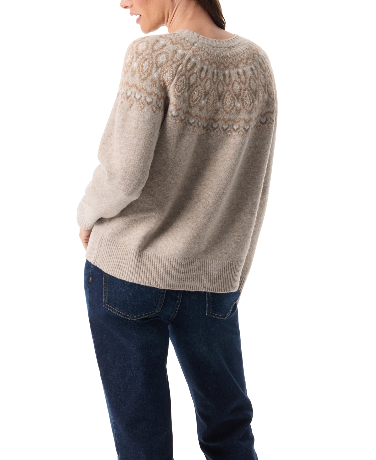 Gloria Vanderbilt Women's Juna Fair Isle Long Sleeves Sweater In Neutral