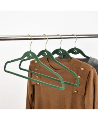 20PK Heavy Duty Velvet Hangers with Cascade Hook, 360 Degree Rotatable Hook Green