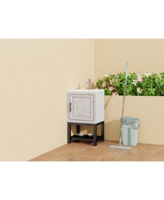 Small Bathroom Vanity with Sink Hot and Cold Faucet Freestanding Bathroom Cabinet