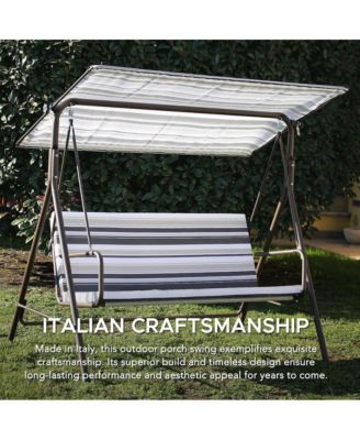 2-Seat Patio Metal Proch Swing With Adjustable Canopy