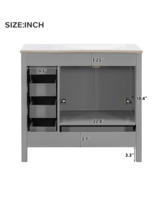 36" Bathroom Vanity with Ceramic Sink, Soft-Close Doors, Drawers & Storage Cabinet
