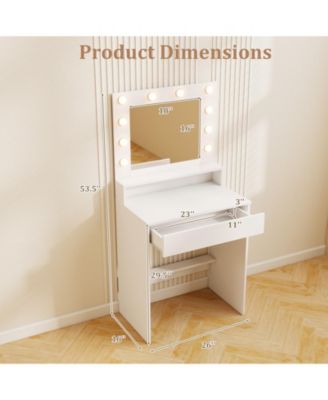 Vanity Desk with Adjustable Brightness and 3 Light Modes for Bedroom