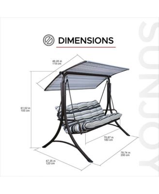 3-Person Deluxe Outdoor Patio Garden Steel Frame Swing
