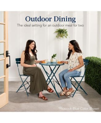 3-Piece Folding Patio Bistro Set with 2 Chairs and Table