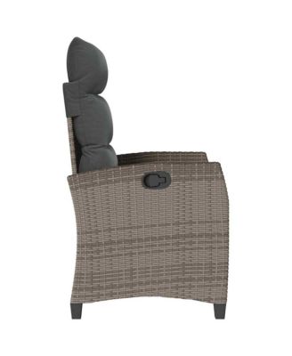 Reclining Garden Chair Grey PE rattan Medium Height-Adjustable