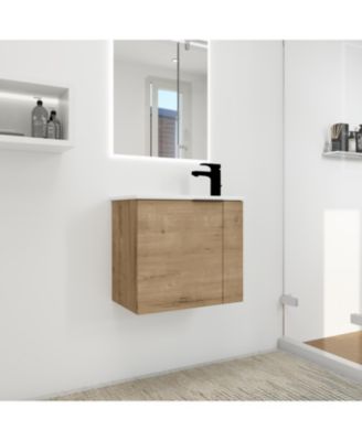 22" Soft-Close Door Floating Bathroom Vanity with Ceramic Sink