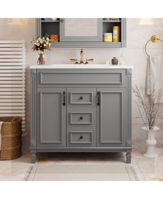 36inch Bathroom Vanity with Top Sink Modern Bathroom Storage Cabinet with 2 Soft Closing Doors and 2 Drawers Single Sink Bathroom Vanity